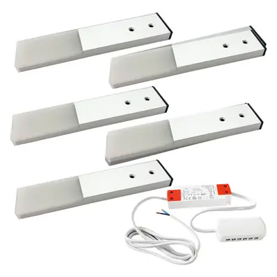 (5 Lights & Driver) Aluminium Under / Over Cabinet Kitchen Light & Driver Kit - Natural White LE