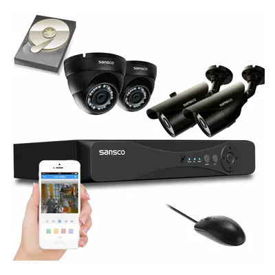 [True 1080P HD] CCTV System, SANSCO 4CH DVR Recorder with 4x 2.0MP Camera and 1TB Pre-installed 