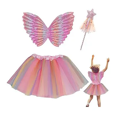 Butterfly Wings Costume, Butterfly Fairy Wings Pink Tutu Dress with Magic Star Wand Butterfly Co