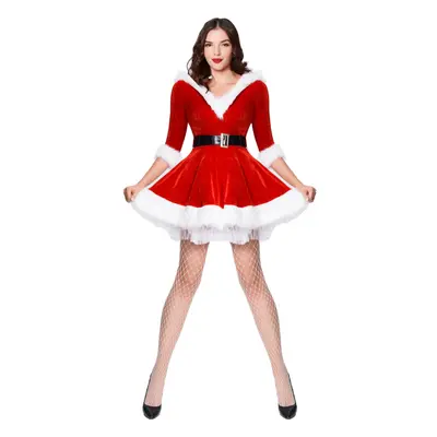 (red, XL) Women Christmas Party Costume Santa Cosplay Suit for Holiday Events