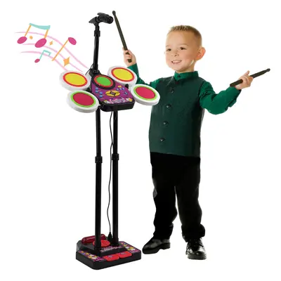 The Magic Toy Shop Drum Electronic Set Toy Kids Beat Musical & Microphone & Pedal Drumsticks Kit