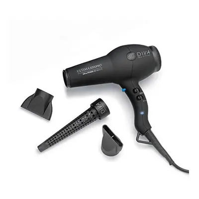 Diva Pro Styling Ultima Pro Dryer, 2200W Professional Hairdryer with Ionic Conditioning, Black