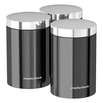 Morphy Richards Accents Kitchen Storage Canisters, Stainless Steel, Translucent Black, Set of