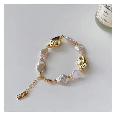 (as the picture, Bracelet) Baroque Freshwater Pearl Necklace: Elegant Retro Clavicle Chain For W