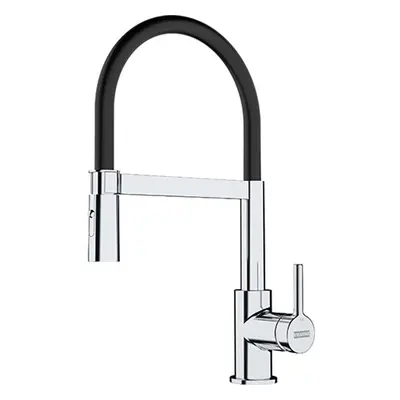 Franke 115.0626.085 Lina semi-pro - Chrome/Black Tap for Kitchen Sinks with a Pull-Out spout and