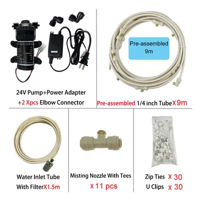 (9m brass B) New Quiet Garden Water Mist Spray Electric Electric Diaphragm Pump Kit Greenhouse I