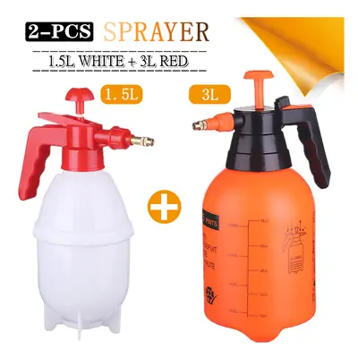 (1.5L White-3L Red) 2-Piece Hand Pressure Water Sprayer Trigger Air Pump Garden Disinfection Spr