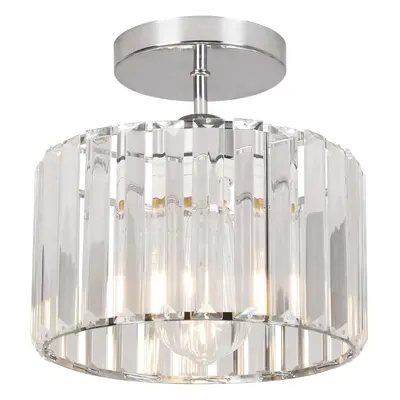 (Big Silver Wd) Ceiling Light Fixture Semi Flush Mount Ceiling Lamp Modern Silver Crystal Chande