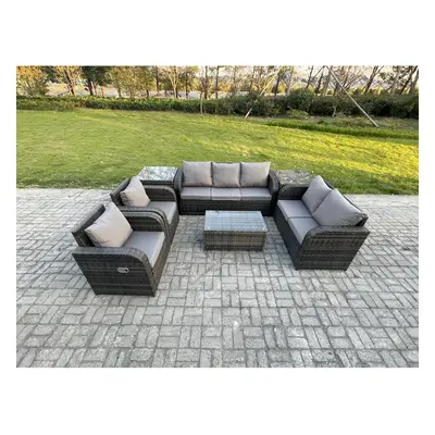 Fimous Seater Rattan Wicker Garden Furniture Patio Conservatory Sofa Set with Coffee Table Seate