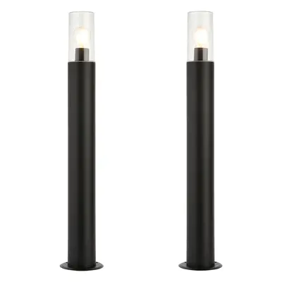 2 PACK Outdoor Bollard Post Light - 15W E27 LED - 800mm Height - Stainless Steel