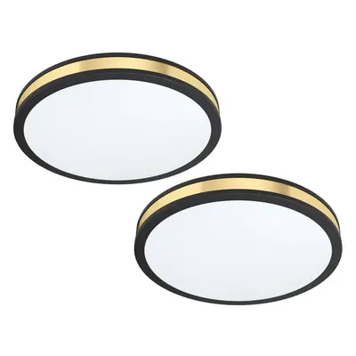 2 PACK Wall Flush Ceiling Light Colour Black Shade White Gold Plastic LED 24W