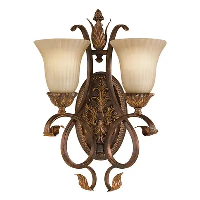 Twin Wall Light Sconce Aged Tortoise Shell LED E27 60W Bulb d00963