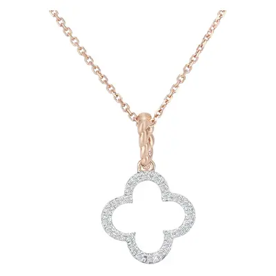 Jewelco London 9ct Rose Gold Round 7pts Diamond Flower Pendant Necklace inch 42cm - DP1AXL636R