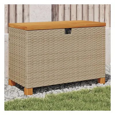 vidaXL Garden Storage Box Beige 80x40x48 cm Poly Rattan Acacia Wood