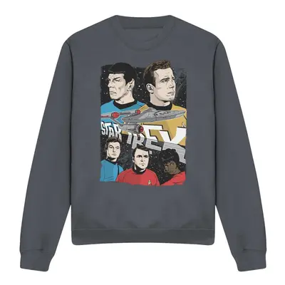 (XL, Charcoal) Star Trek Unisex Adult Illustrated Crew Sweatshirt