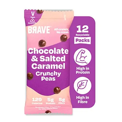 BRAVE Crunchy Peas: Chocolate & Salted Caramel - Delicious Healthy Snacks - Vegan - High in Plan