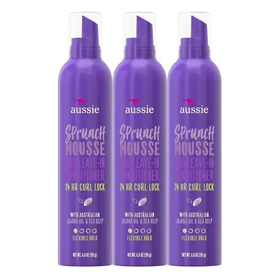 Aussie Sprunch Mousse Hour Curl Lock, Flexible Hold 6.80 oz (Pack of 3)