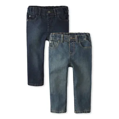 The childrens Place baby boys and Toddler Basic Skinny 2-pack Jeans Tide PoolDp Blue Pack 4T US