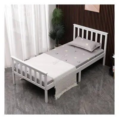 (Single, White) WestWood Single Double King Bed Solid Pine Frame Bedroom Footboard Grey White