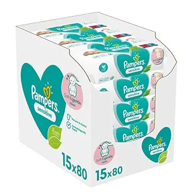 Pampers Baby Wipes Multipack, Sensitive, Wet Wipes (15 x 80), Baby Essentials for Newborn, Fragr