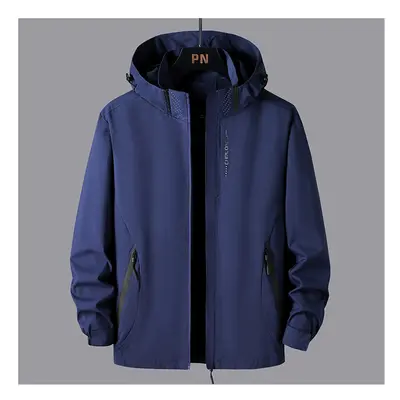 (Navy, 5XL (92kg-100kg)) New Hiking Jackets Mens Waterproof Clothes Reflective Windbreaker Hunti