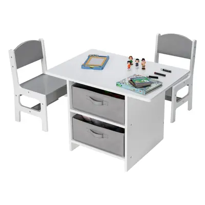 Kids Play Table & Chairs Set Children Activity Desk Sets w/ Baskets