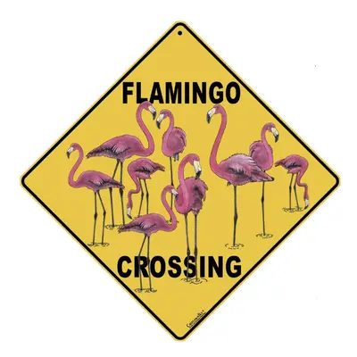 CROSSWALKS Flamingo Crossing 12"" X 12"" Aluminum Sign (X33)