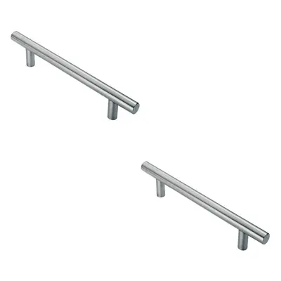 2x 25mm Straight T Bar Pull Handle 300mm Fixing Centres Satin Stainless Steel