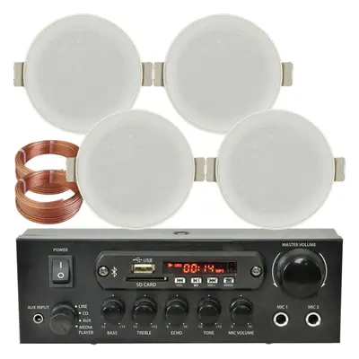 Bluetooth Ceiling Music Kit PRO Amp & Low Profile Speakers Stereo HiFi Sound