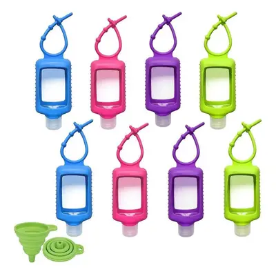 8 Pcs Hand Sanitizer Holder Keychain, 60ml/2oz Empty Travel Size Bottles With Silicone Keychain,