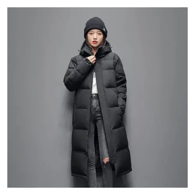 (black, S) Hooded Coat Women&apos;s Winter Warm Thickened Long Down Jacket Winter Ladies Down Ja