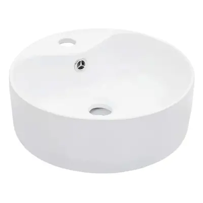 vidaXL Wash Basin with Overflow 36x13cm Ceramic White Bathroom Wash Bowl Sink