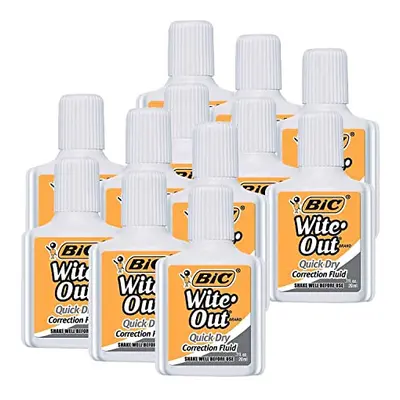 Bic USA BICWOFQD12WHI12 Whiteout Quick Dry Correct Fluid Each