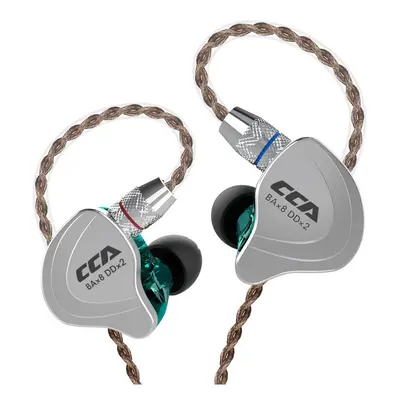 (Cyan No Mic) CCA C10 Headphones 4BA+1DD Hybrid Technology HiFi In Ear Music DJ Gamer