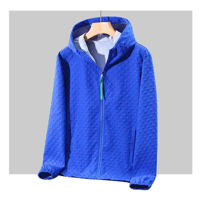 (Blue, S) Fashion Sun Protection Coat Summer for Men Hooded Quick-Drying Breathable Men's Summer