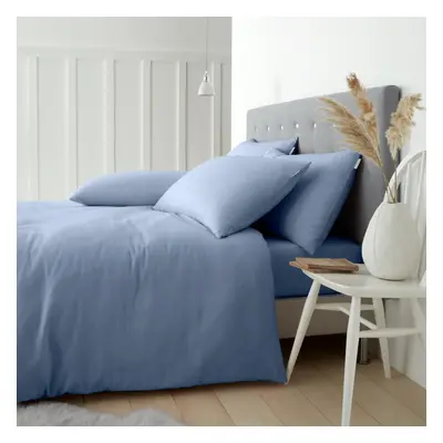 Catherine Lansfield Brushed Cotton Double Duvet Cover Set with Pillowcases Blue