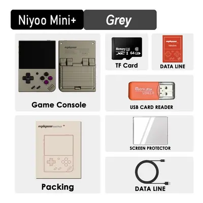 (64GB, Grey) Mini Plus Portable Retro Handheld Game Console 3.5-inch IPS HD Screen Children's Gi