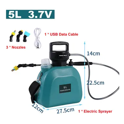 (Green-5L-3.7V) Electric Battery Sprayer Gardening Watering Flowers Can Agricultural Disinfectin