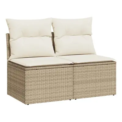 (beige and cream, without storage) vidaXL Garden Sofa Set Piece with Cushions Couch Brown Poly R