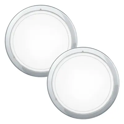 2 PACK Wall Flush Ceiling Light Chrome Shade White Clear Glass Painted E27 60W