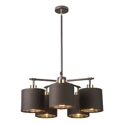 5 Bulb Chandelier LIght Brown Highly Polished Brass LED E27 40W