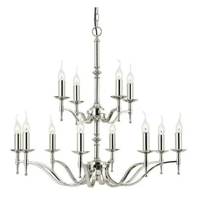 Avery Ceiling Pendant Chandelier Light Lamp Bright Nickel Curved Candelabra