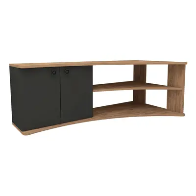 (Atlantic Pine & Anthracite) Dion Corner TV Stand Entertainment Center