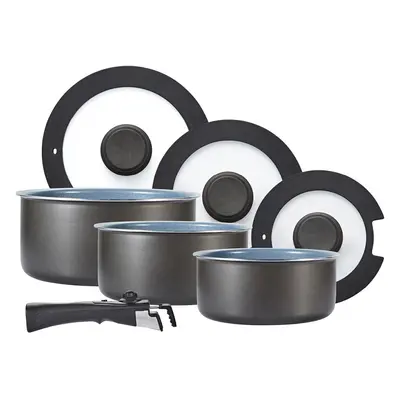 (Cerasure 7pc Cookware Set) Piece Cookware Set with Ceramic Coating, Stackable Design and Detach