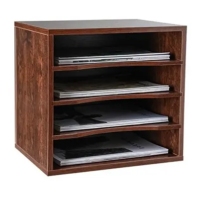 Wood Desktop Tier in Tray A4 File Holder Magazine Organiser Mail Sorter Office Desk Tidy Paper S