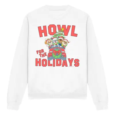 (S, White) Paw Patrol Unisex Adult Howl For The Christmas Holidays Sweatshirt