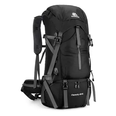 (black) 70l Hiking Backpack Water-resistant Climbing Camping Backpack Travel Daypack With Rain C