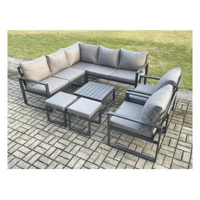 Fimous Seater Outdoor Aluminium Garden Furniture Set Corner Lounge Sofa Set with Square Coffee T