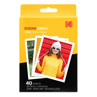 Kodak 3.5x4.25 inch Premium Zink Print Photo Paper (40 Sheets) Compatible with Kodak Smile Class