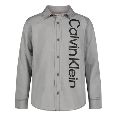 Calvin Klein Boys' Long Sleeve Woven Button-Down Shirt Nimbus Vert